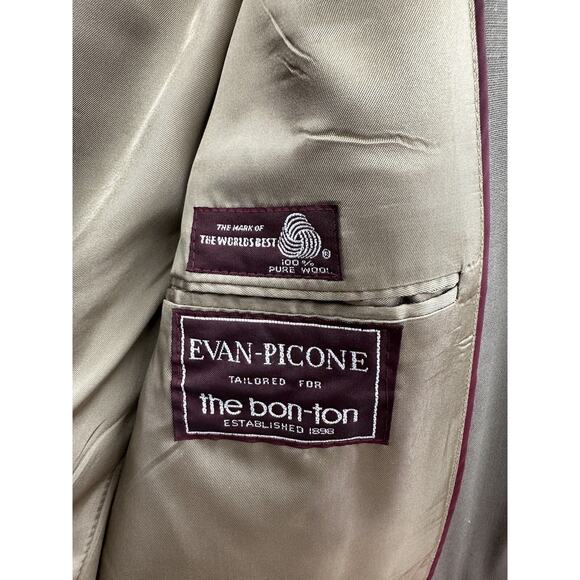 Evan Picone for The Bon-Ton Mens Blazer Size Unknown Brown Pure Wool Altered - Picture 7 of 12